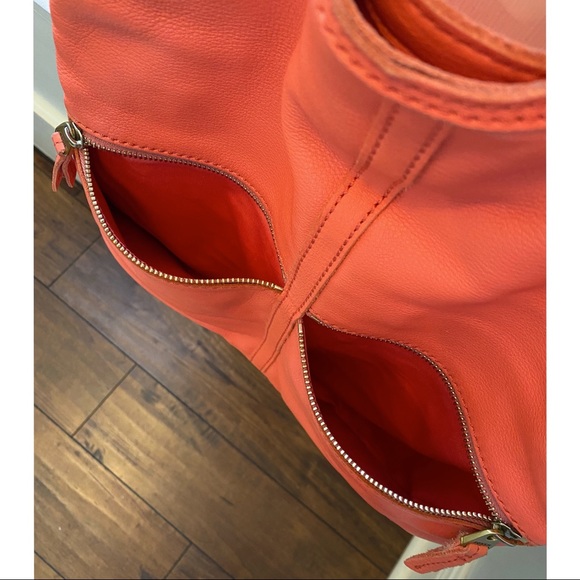 Fossil Erin Foldover Leather Tote in Coral - Picture 7 of 10